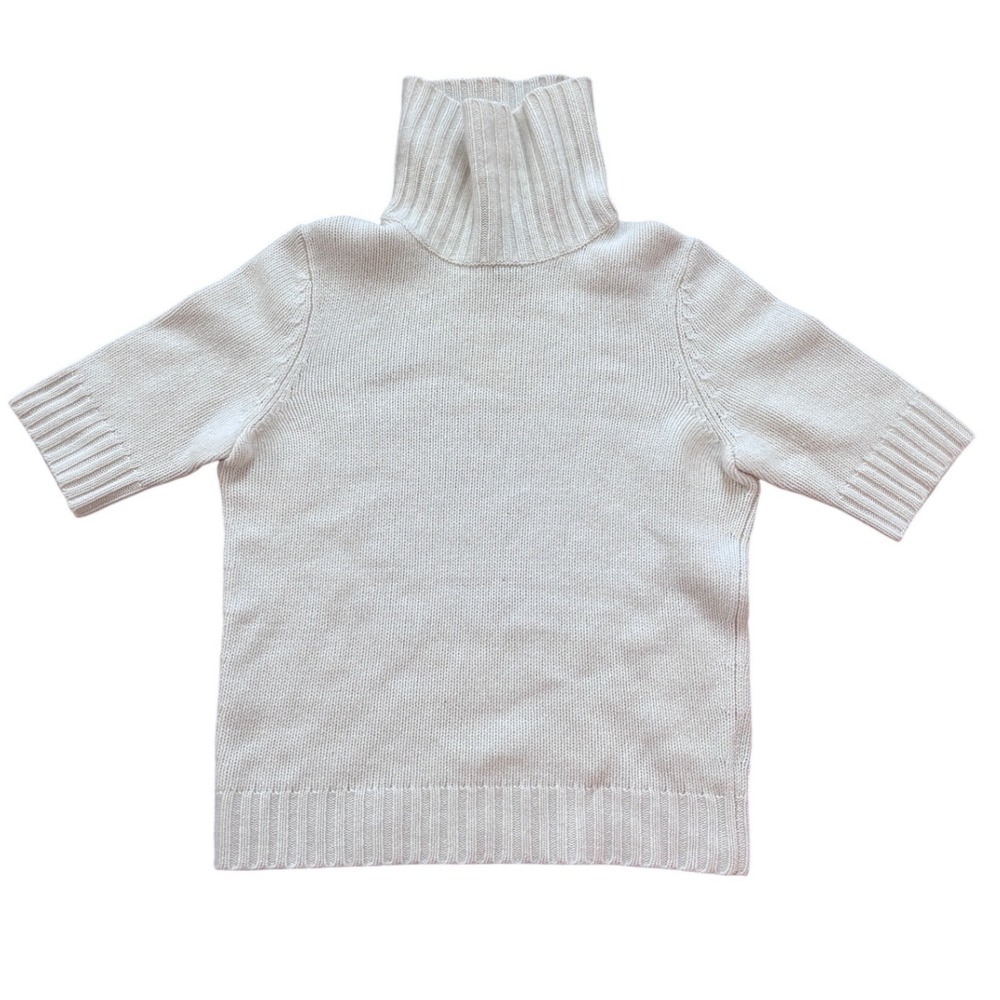 Ralph Lauren Merino Cashmere Angora Cream Turtleneck Short Sleeve Sweater Small